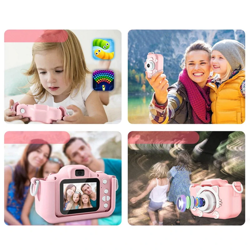 Detský digitálny multifunkčný fotoaparát Mačka – ružový