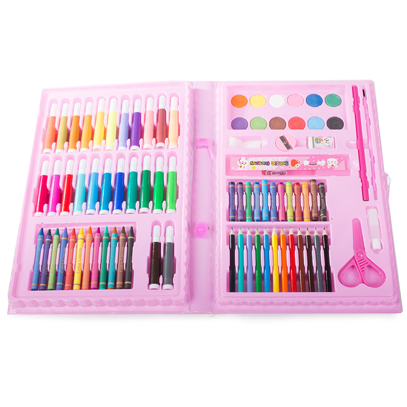 Umelecká sada na kreslenie a maľovanie 86ks ružová