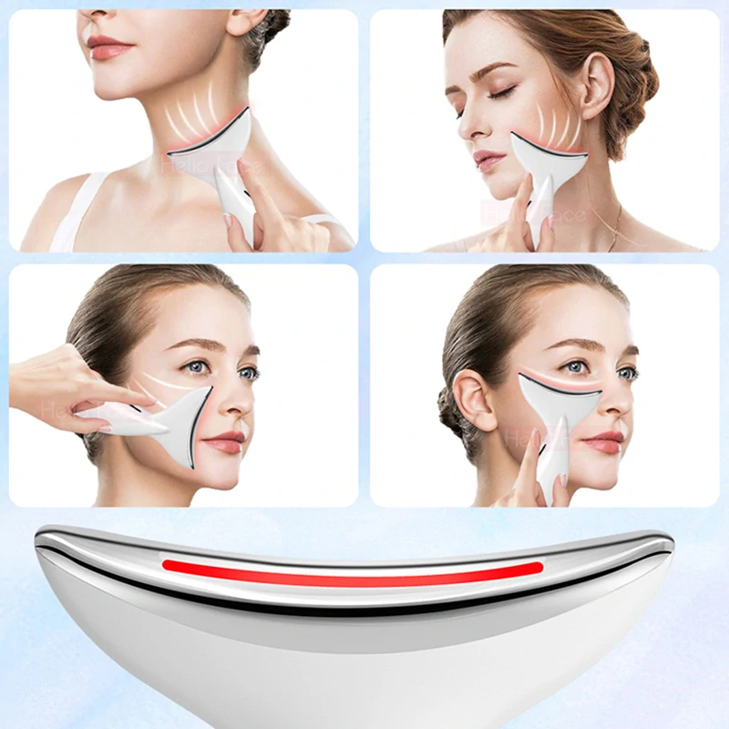 Ultrazvukový relaxačný masážny prístroj na krk a tvár EMS lifting 3v1