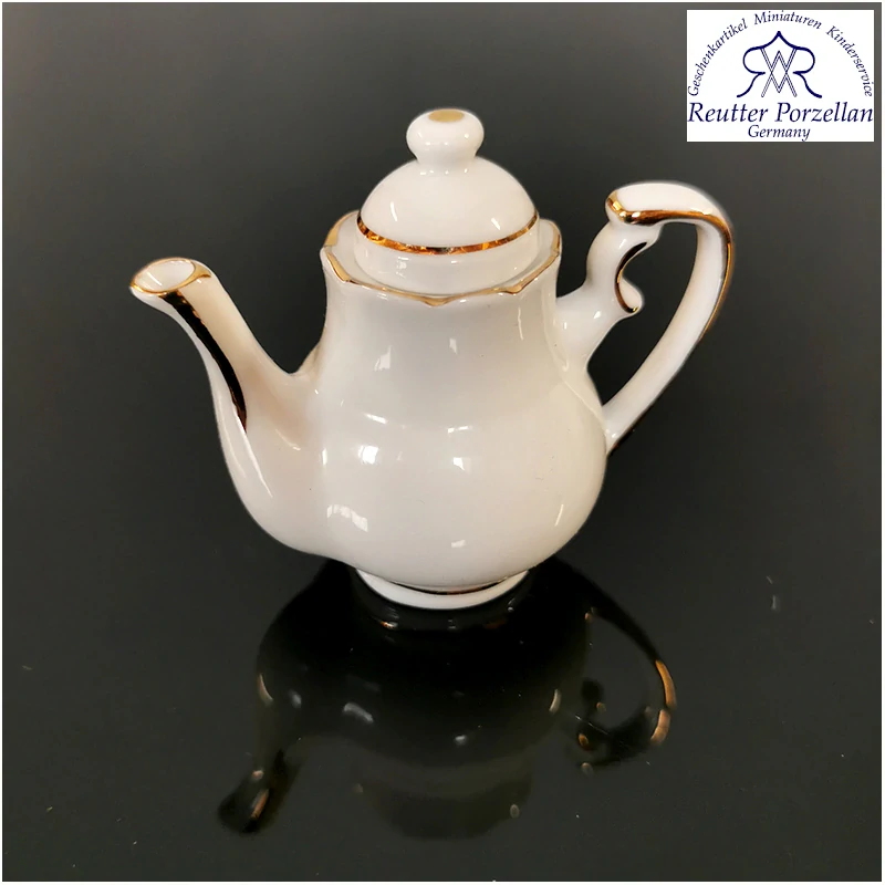 Reutter Porzelan - Porcelánový čajník biely so zlatým lemovaním 11x10 cm