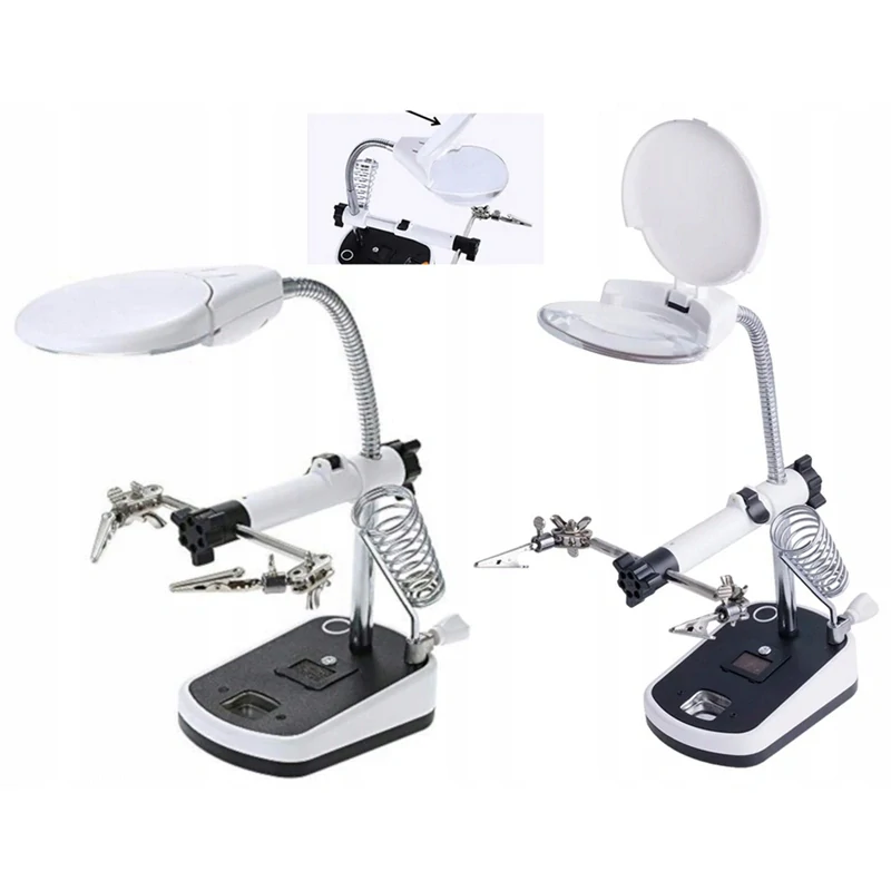 Sada Tretia ruka LED s lupou 10x a stojanom na spájkovačku