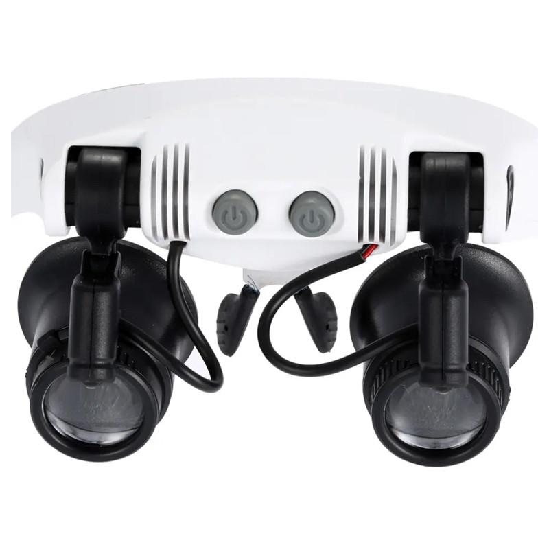 Hodinárska lupa - okuliare 2LED s vymeniteľnými šošovkami 10-25x