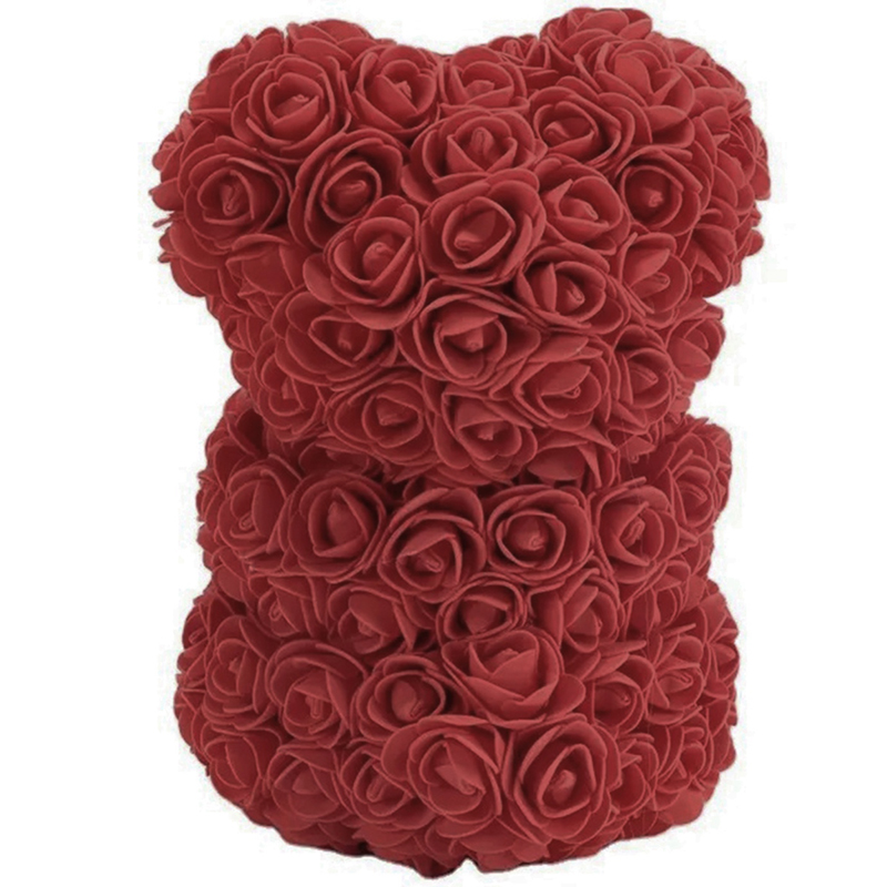 Medveď z lupienkov ruží 25cm červený