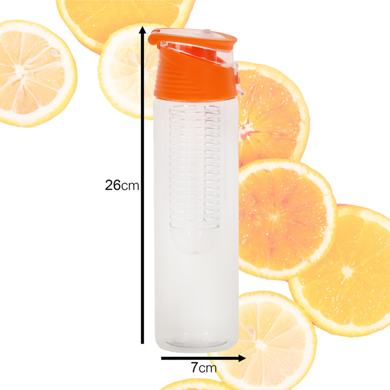 Fľaša na nápoje s ovocím 800ml oranžová