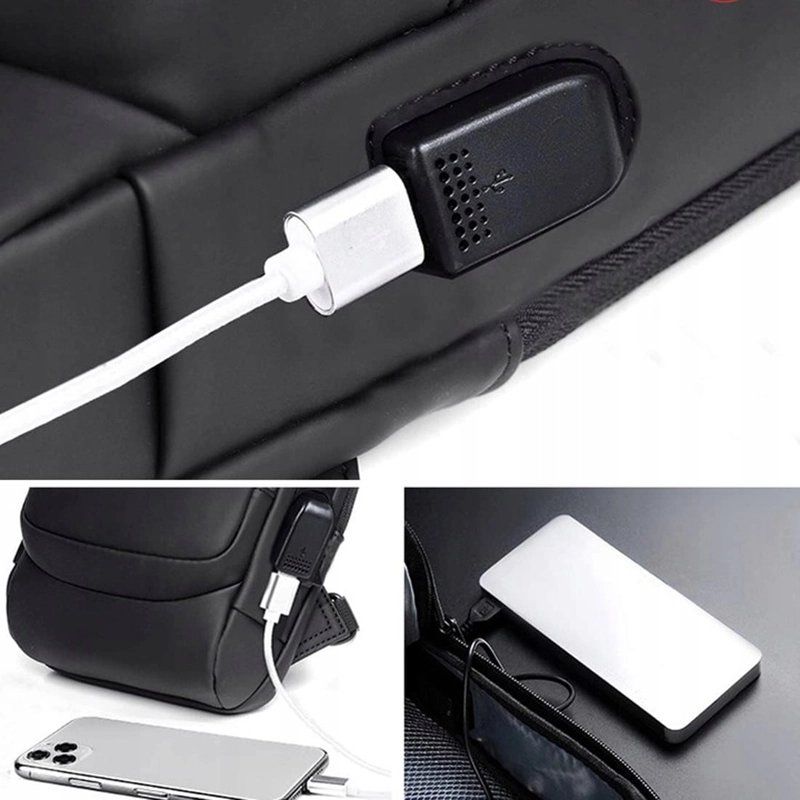 Vodeodolný ruksak so zámkom na kód a USB portom čierny