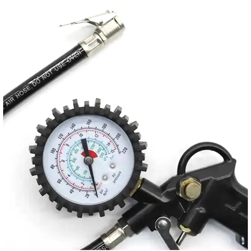 Pištoľ na hustenie pneumatík s manometrom