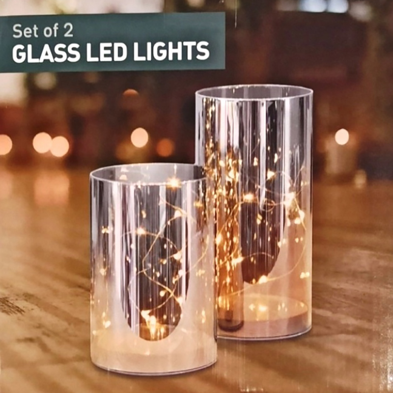 Súprava 2 sklenených LED svetiel