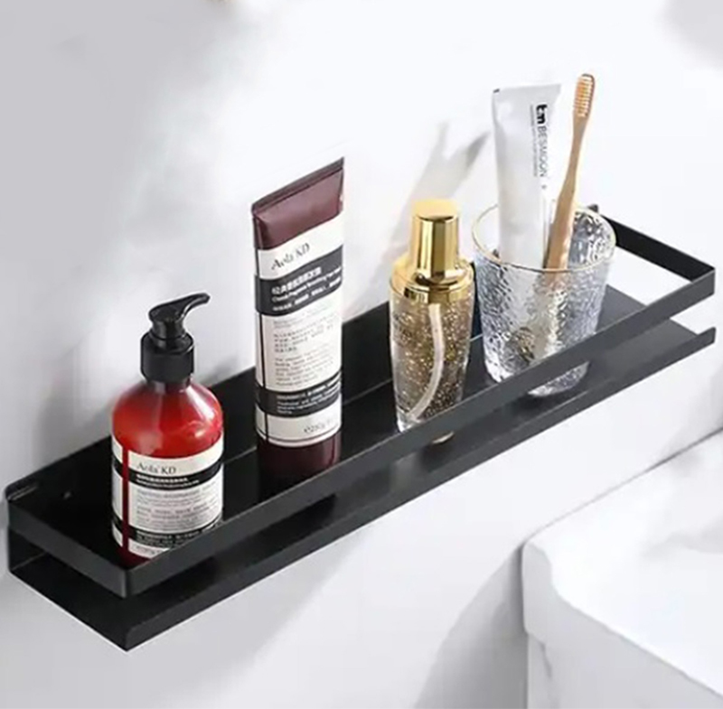 Nástenná kúpeľňová polička kovová čierna 50cm