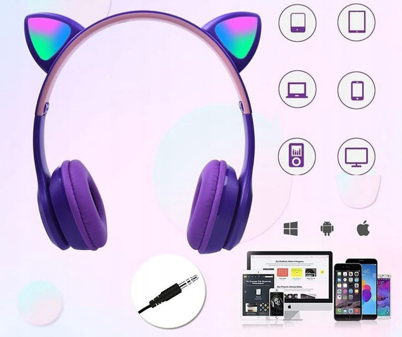 Slúchadlá BT s mikrofónom LED fialové