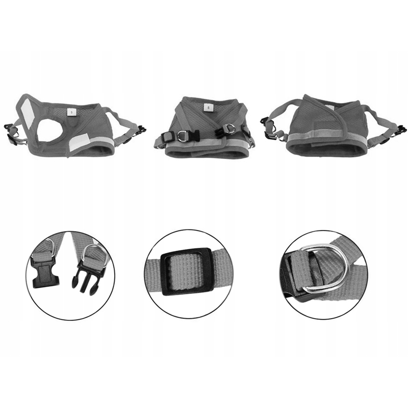 Reflexný postroj pre malých psov a mačky s vodítkom XS