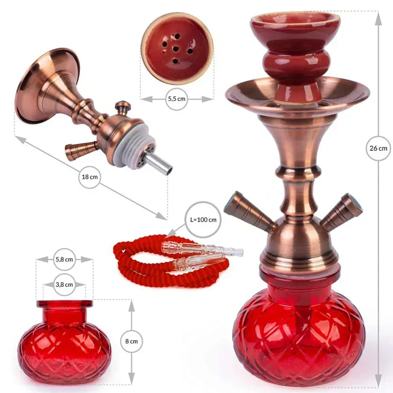 Fajka vodná SHISHA 26cm/2 červená