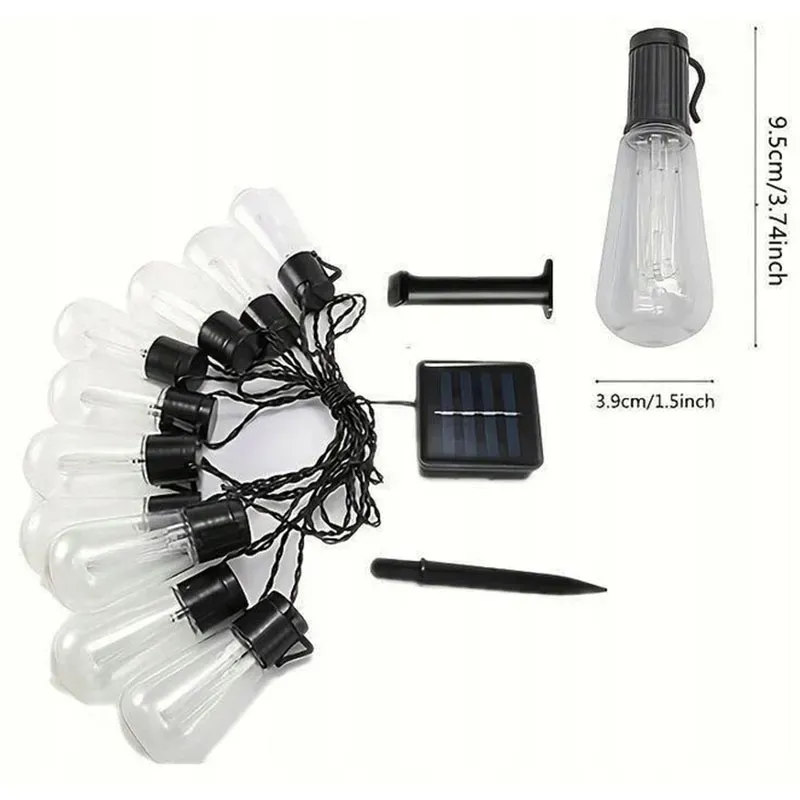 Záhradná solárna girlanda žiarovky 10LED 3m