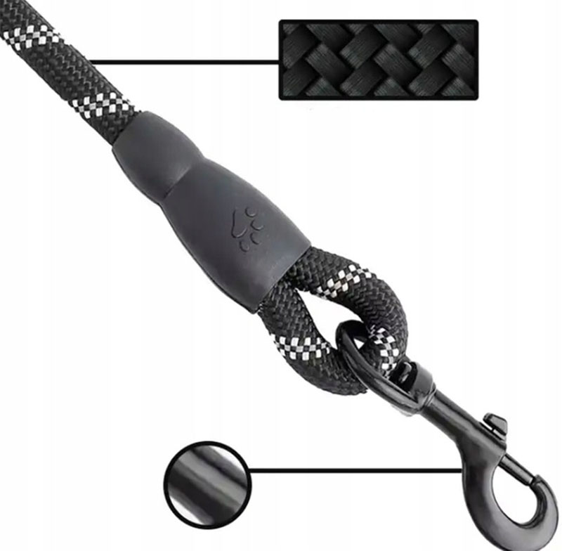 Vodítko pre psa 3m reflexné čierne