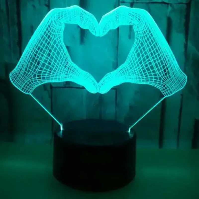 Nočná lampa 3D Dlane s diaľkovým ovládaním