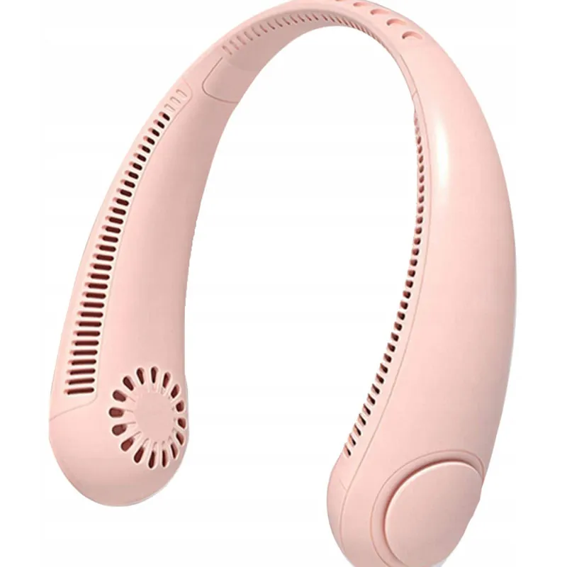 Prenosný ventilátor na krk ružový