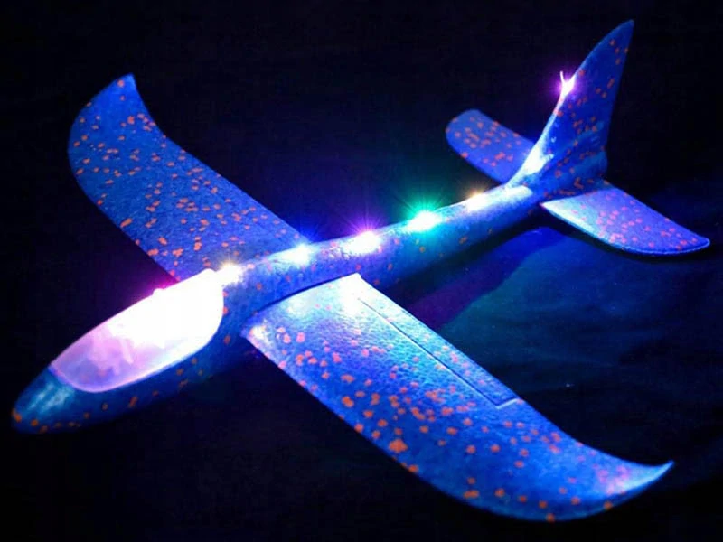 Lietadlo penové LED 47cm modré