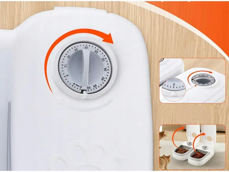 Automatický dávkovač krmiva a vody s časovačom