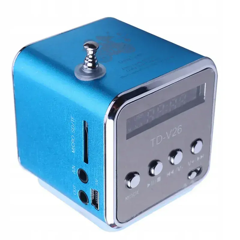 Bezdrôtové prenosné mini FM LED rádio TD-V26 modré