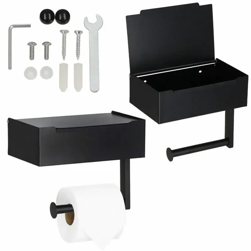 Nástenný držiak na toaletný papier so skrinkou kovový