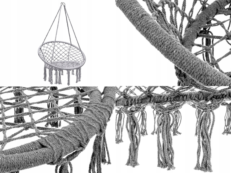 Závesné hojdacie kreslo Bocianie hniezdo sivé