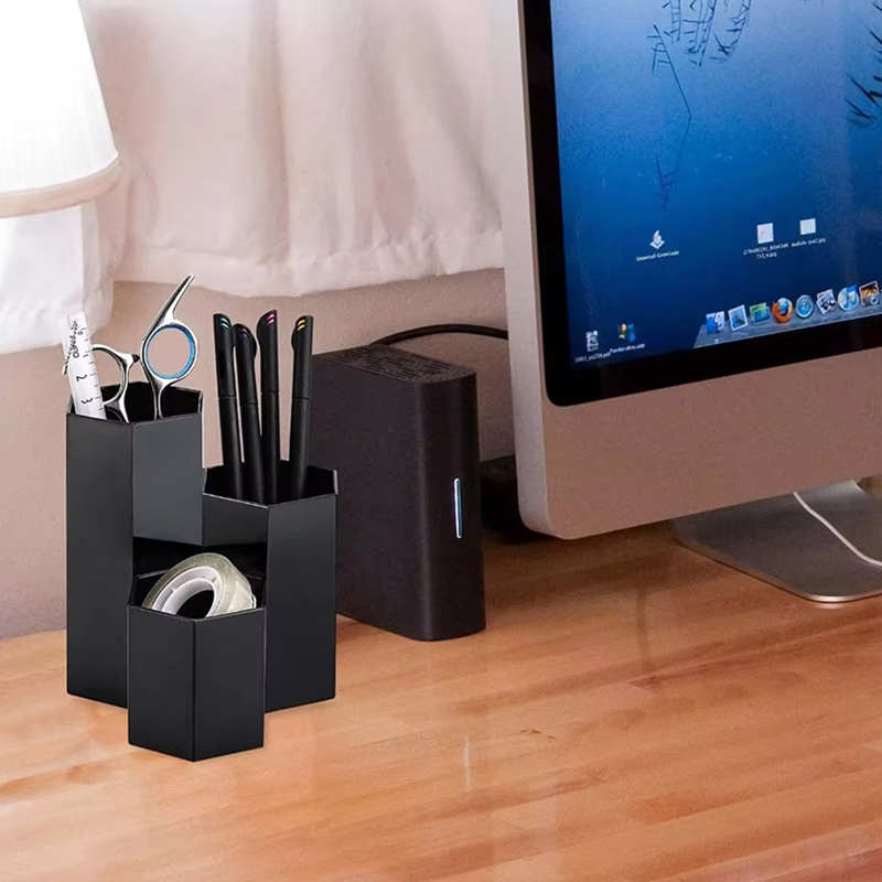 Stojan na kozmetické štetce a makeup čierny