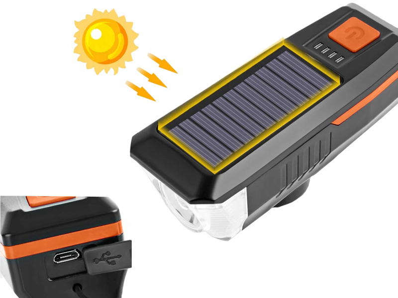 Predné solárne svetlo na bicykel s klaksónom LY-17