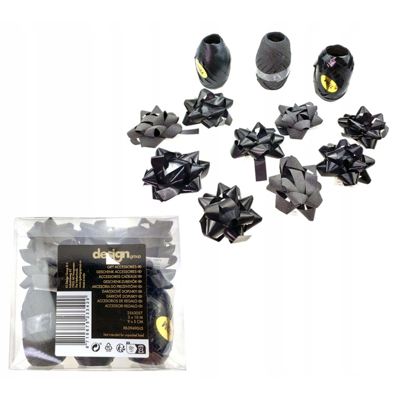 Sada darčekových stúh a mašličiek čierne