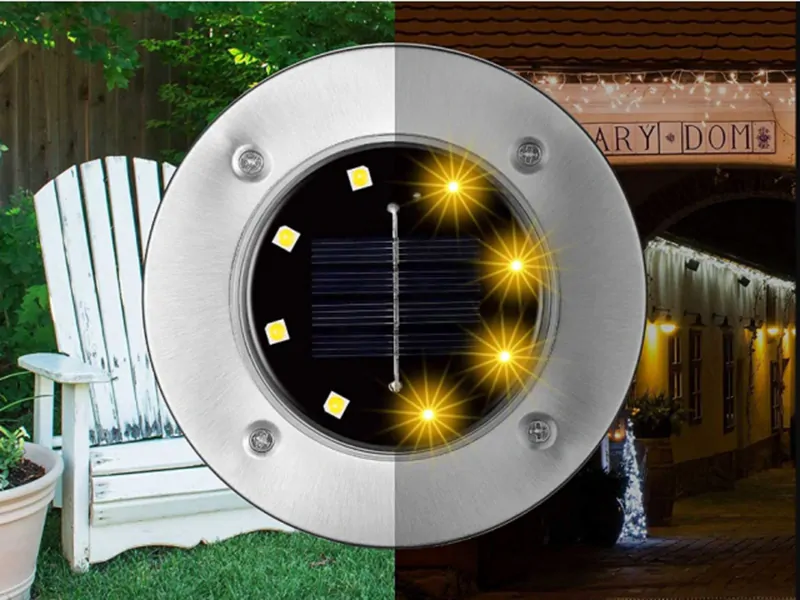 Záhradná solárna lampa 8LED - 4ks