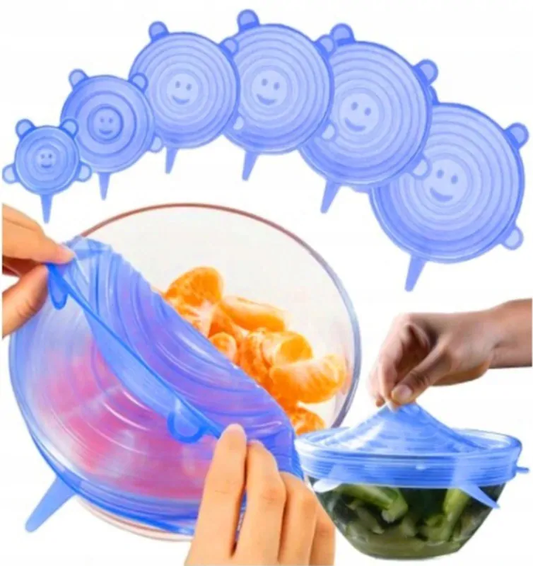 Sada silikónových vrchnákov na dózy 6ks