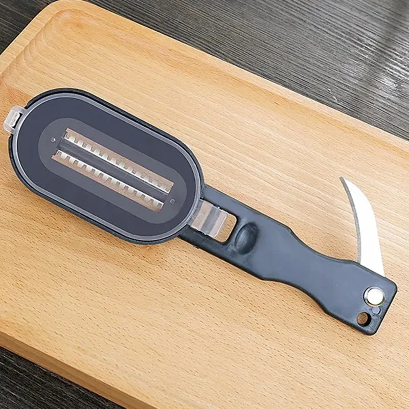 Škrabka na ryby s nožom a zásobníkom