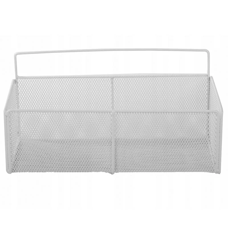 Kovový závesný košík so samolepiacimi háčikmi biely
