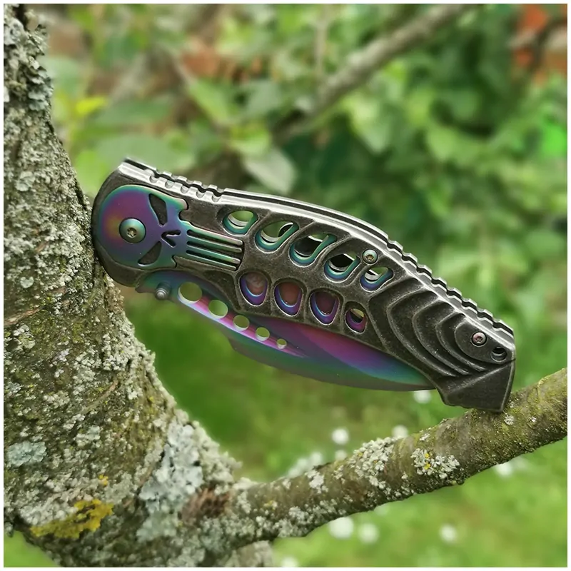 Rainbow Skull - Nôž Karambit celokovový