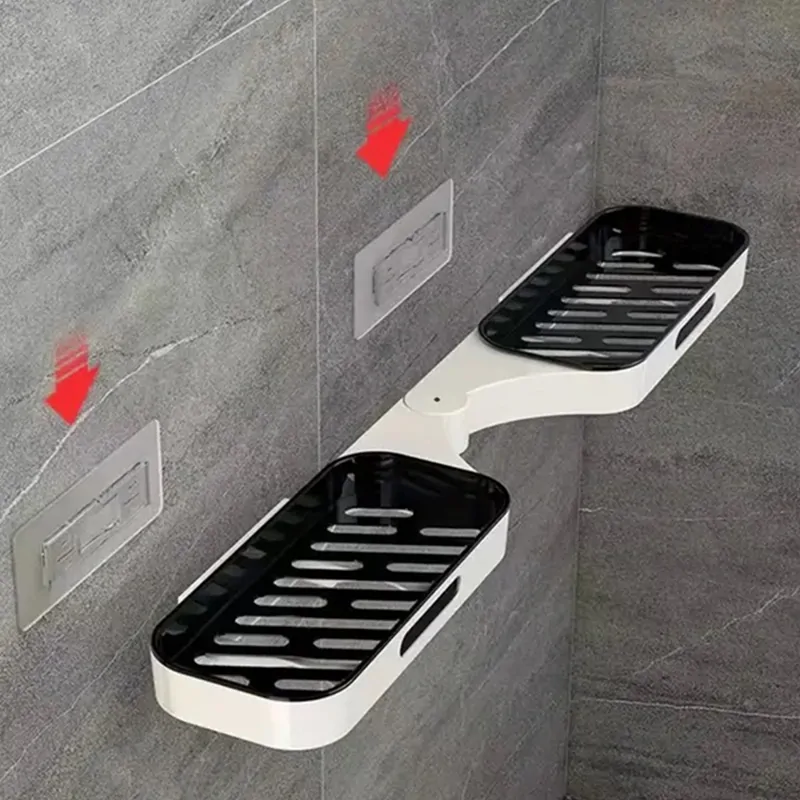 Nástenná dvojitá polička do kúpeľne otočná