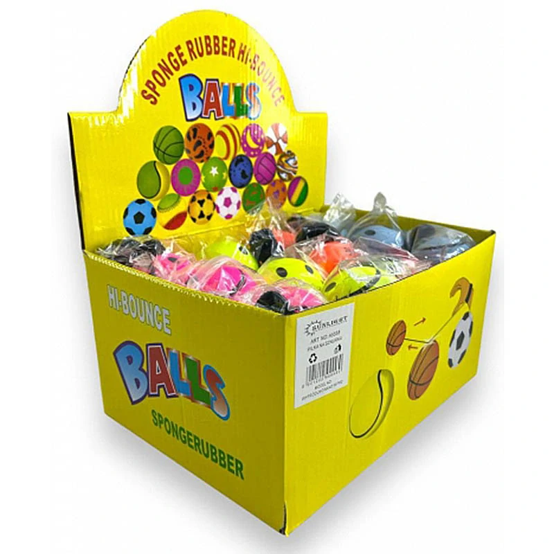 Gumená loptička na šnúrke – smajlík, priemer 6,5 cm