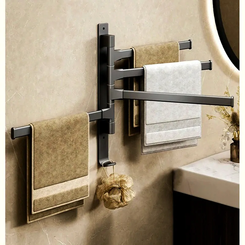 Vešiak na uteráky s otočnými ramenami čierny