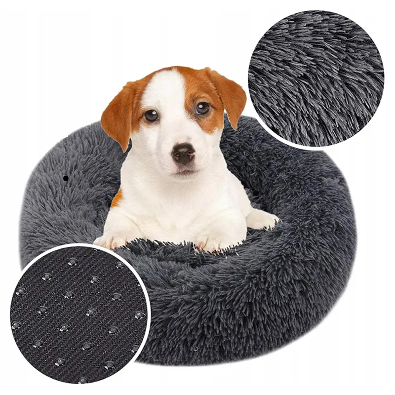 Plyšový pelech pre zviera okrúhly 50cm tmavosivý