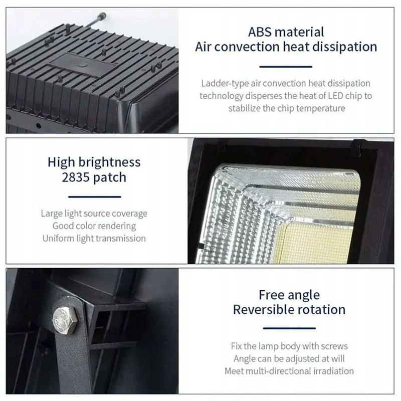 Halogénový solárny reflektor LED 300W s diaľkovým ovládaním