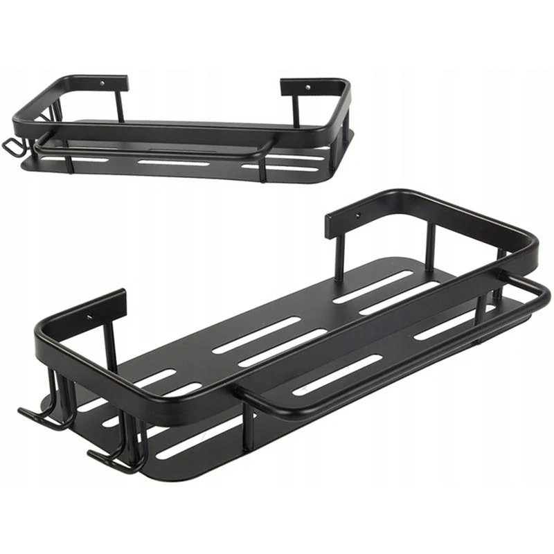 Nástenná polica do kúpeľne čierna 30x13x5cm