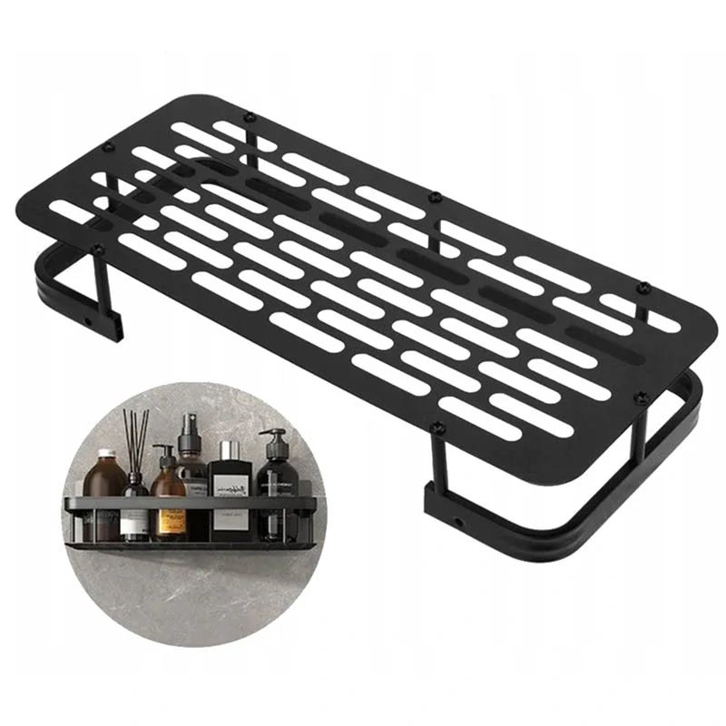 Nástenná polica do kúpeľne čierna 40x13x4cm