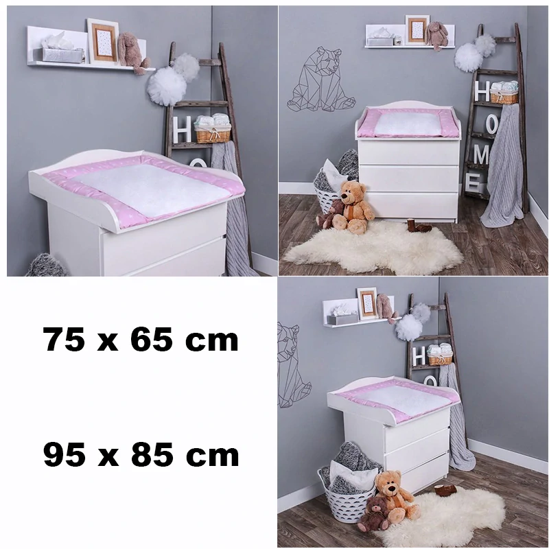 Lulanda - Plachta na prebaľovací pult 2ks biela + ružová - 75x65cm + 95x85cm