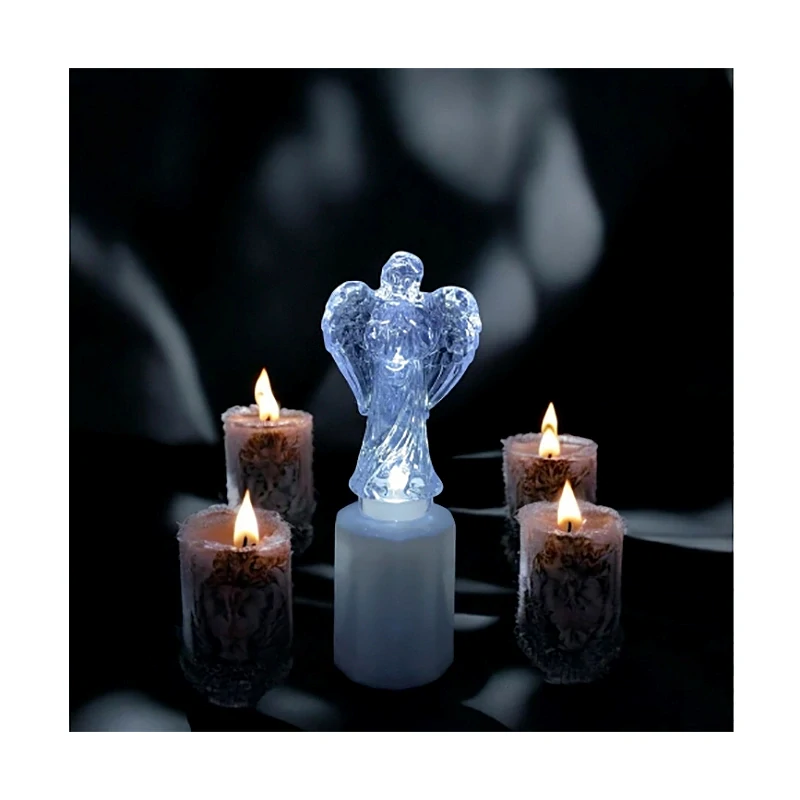 Anjel - Sviečka LED na batérie 16,5 cm - zimný biely