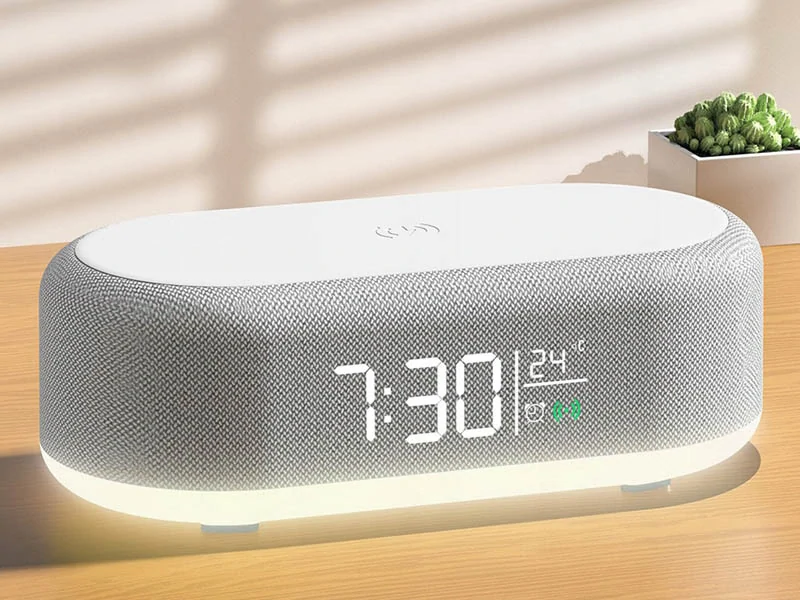 Bezdrôtová nabíjačka s budíkom 4v1 s podsvietením