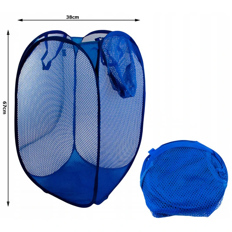 Kôš na prádlo zo sieťoviny 65L modrý