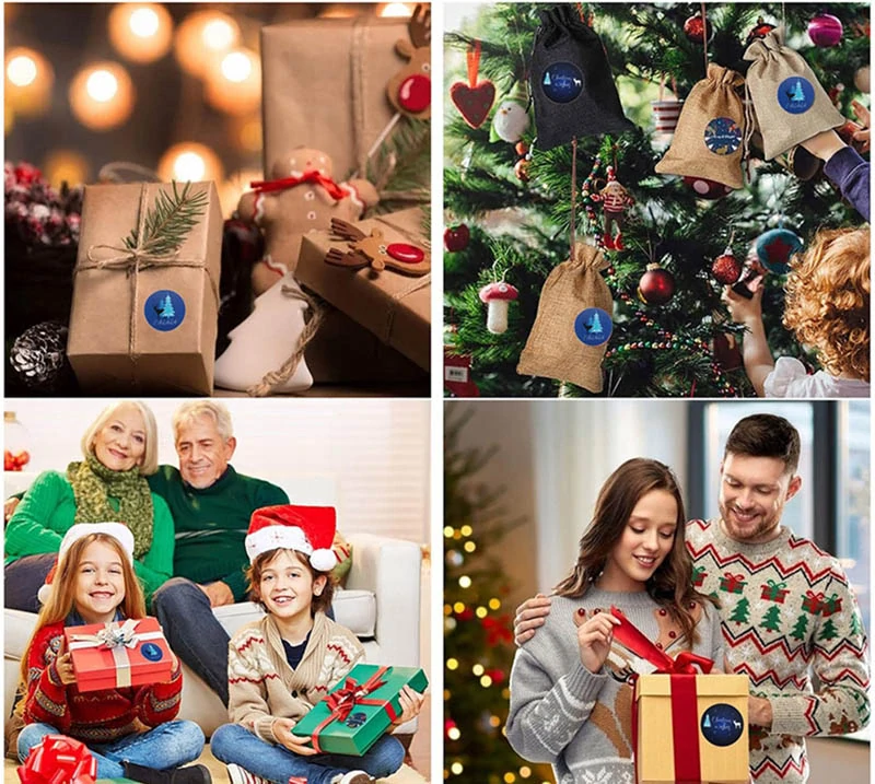 Vianočné nálepky na rolke 500ks modré