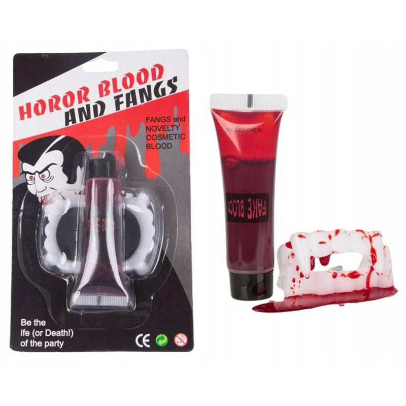 Halloweenska dekorácia Zuby upíra s umelou krvou