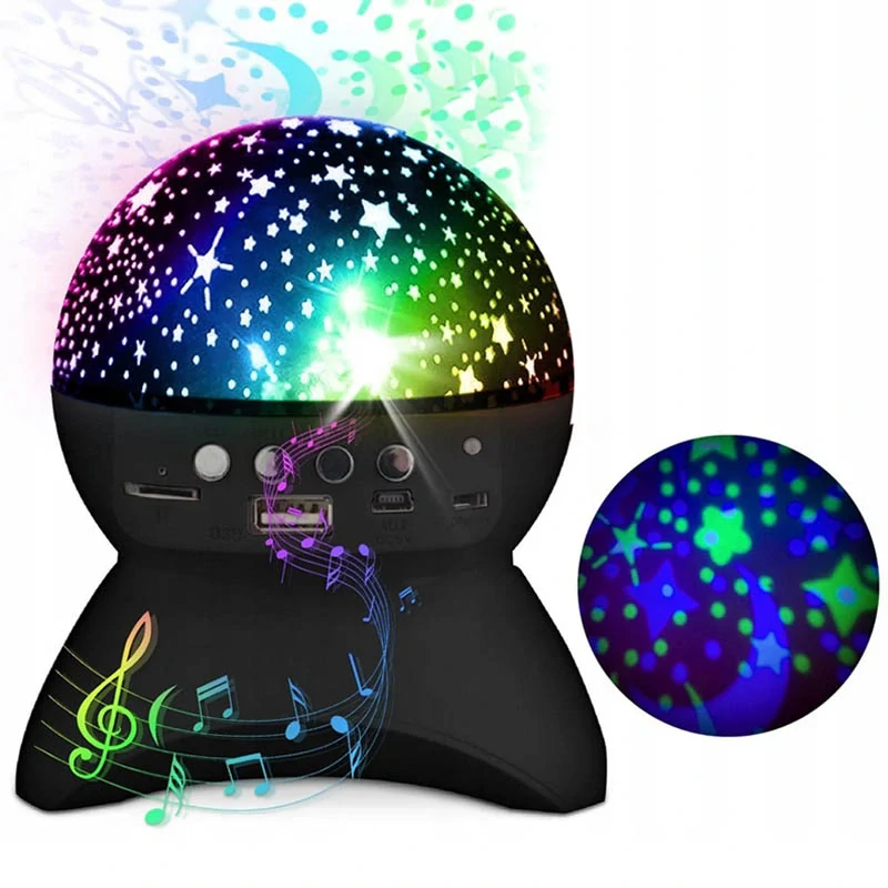 Nočná lampa s projektorom čierna