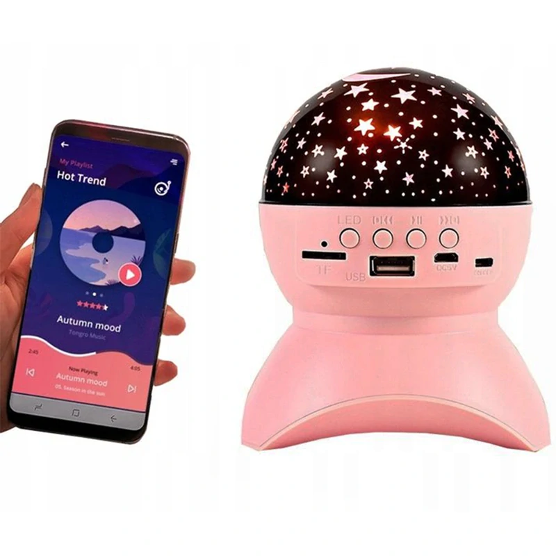 Nočná lampa s projektorom ružová