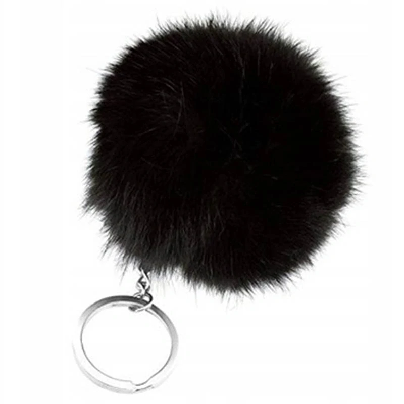 Prívesok na kľúče s kožušinkou čierny