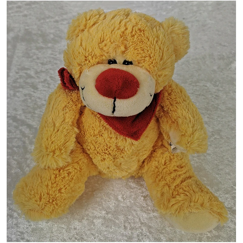 Medveď plyšový v darčekovom vrecku a stuhou so srdiečkami