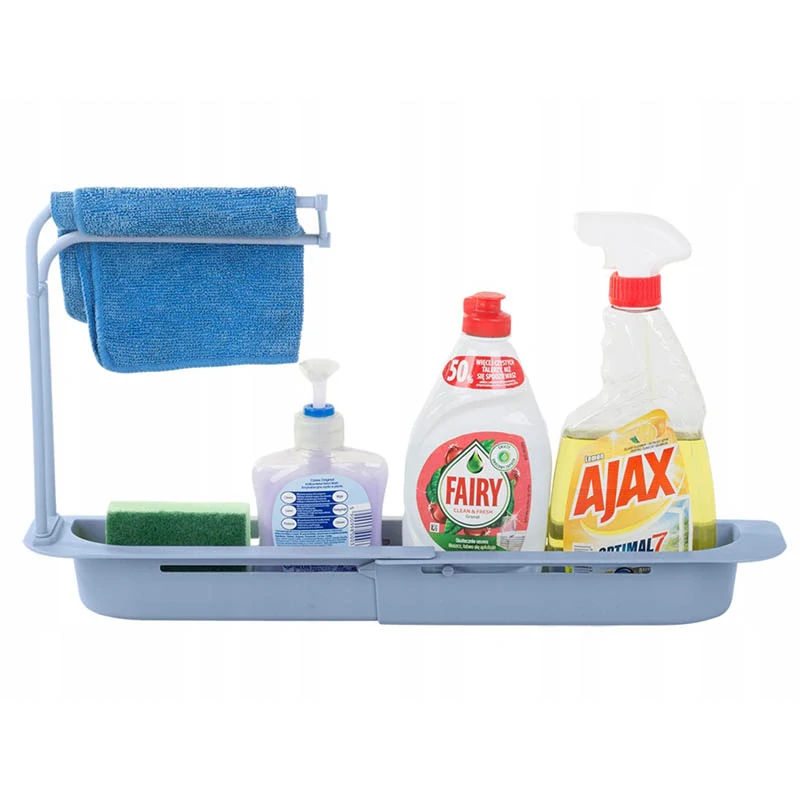 Organizér na kuchynský drez teleskopický sivý